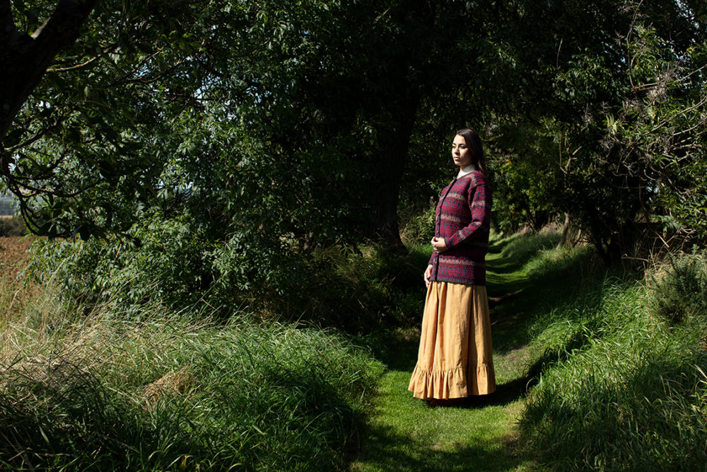 Alba patterncard knitwear design by Alice Starmore in pure wool Hebridean 2 Ply hand knitting yarn