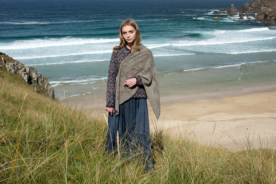 Sulaire patterncard kit design by Alice Starmore in Hebridean 2 Ply yarn