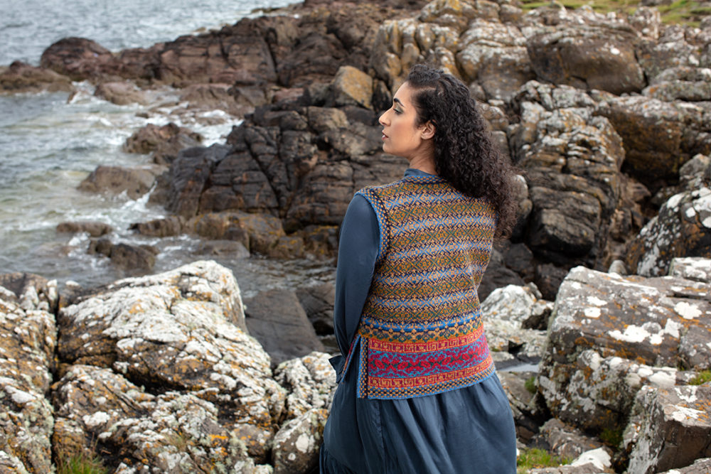 Grant Avenue patterncard kit design by Alice Starmore in Hebridean 2 Ply yarn