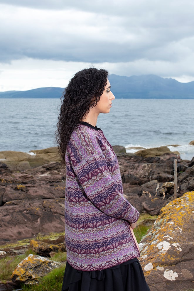 Zauderflote patterncard kit design by Jade Starmore in Hebridean yarn