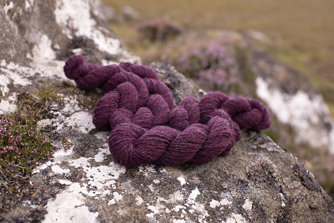 Alice Starmore 2 Ply Hebridean hand knitting yarn in Erica