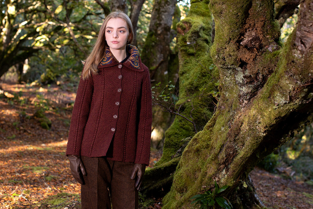 Henrietta patterncard kit design by Alice Starmore in Hebridean 2 & 3 Ply yarn
