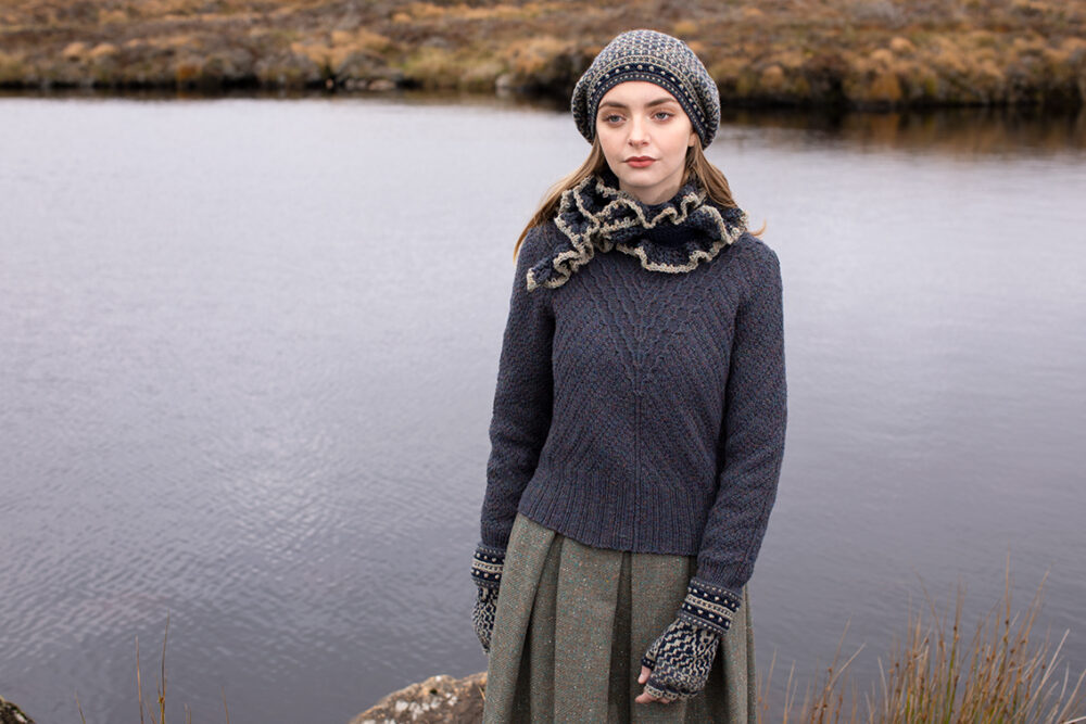Briodag patterncard kit design by Alice Starmore in Hebridean 2 Ply yarn