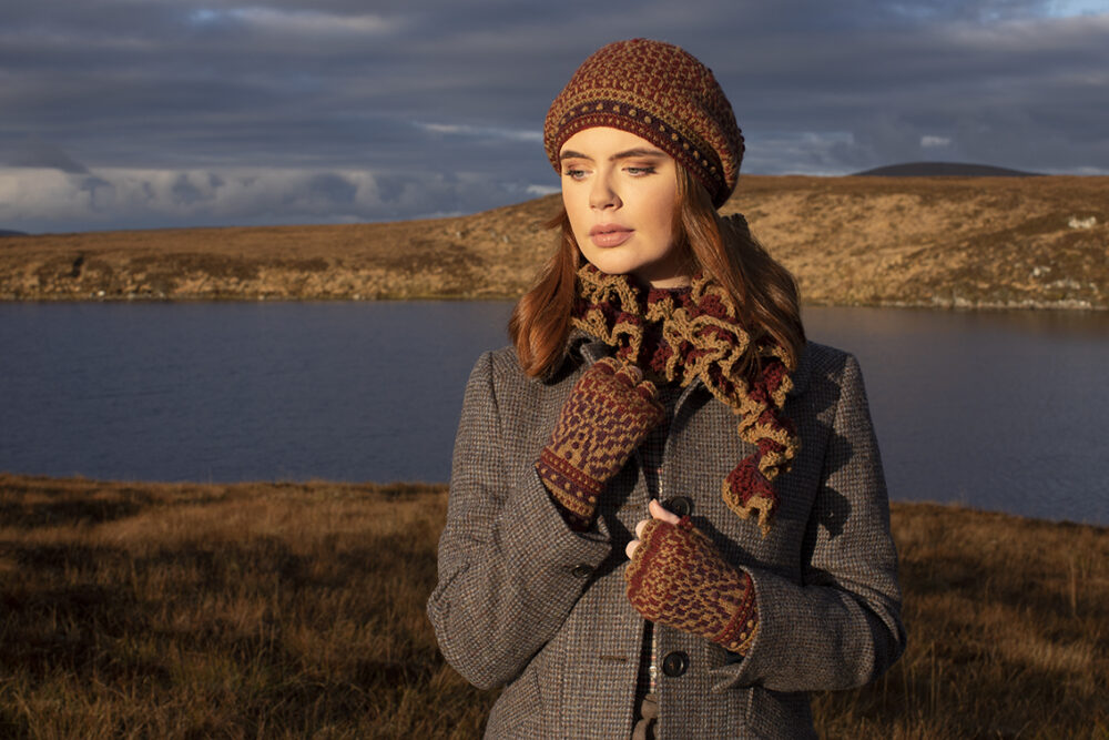 Briodag patterncard kit design by Alice Starmore in Hebridean 2 Ply yarn