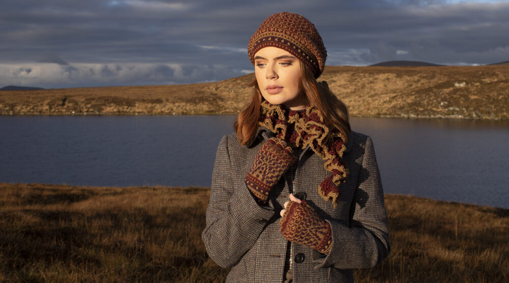 Briodag patterncard kit design by Alice Starmore in Hebridean 2 Ply yarn
