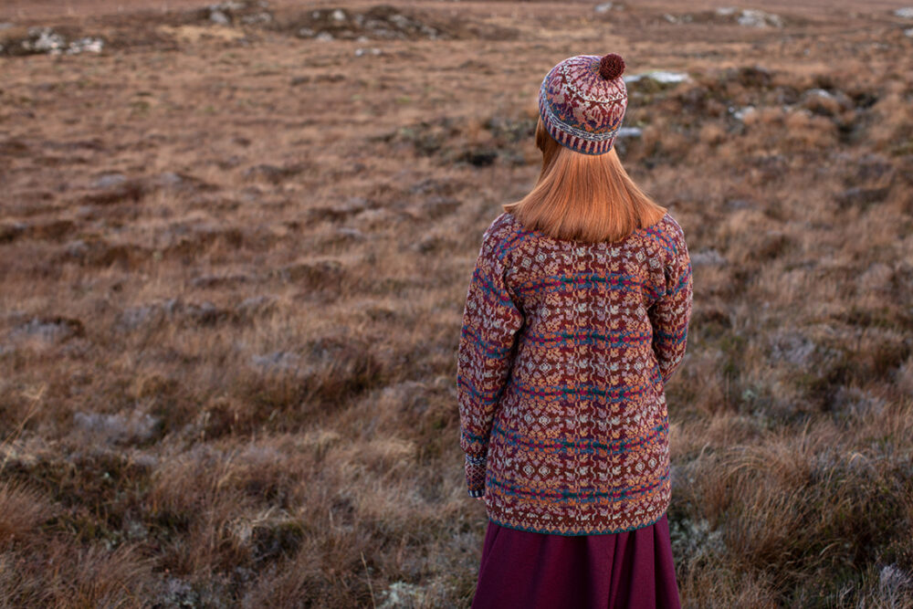Alt na Harra patterncard kit design by Alice Starmore in Hebridean 2 Ply yarn