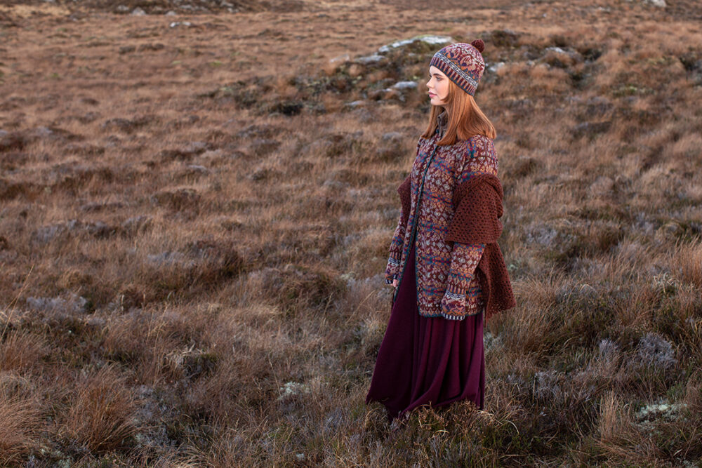 Alt na Harra patterncard kit design by Alice Starmore in Hebridean 2 Ply yarn