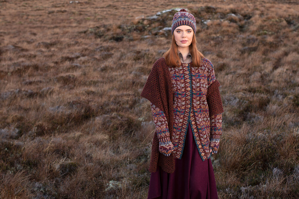 Alt na Harra patterncard kit design by Alice Starmore in Hebridean 2 Ply yarn