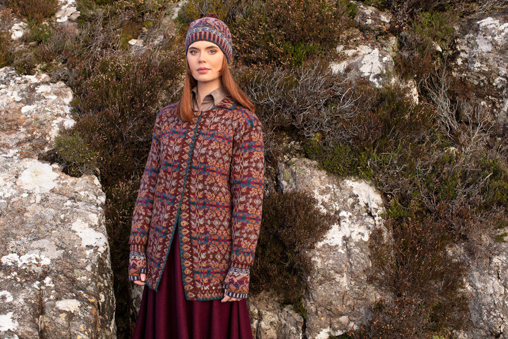 Alt na Harra patterncard kit design by Alice Starmore in Hebridean 2 Ply yarn