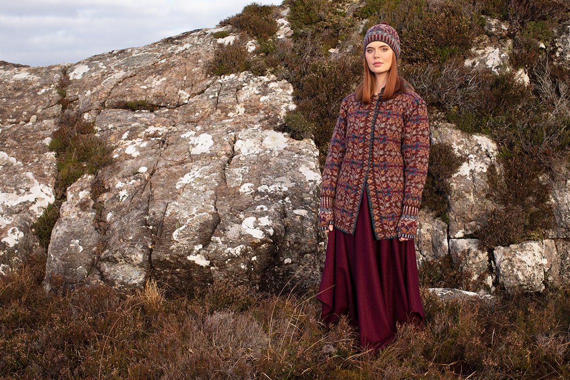 Alt na Harra patterncard kit design by Alice Starmore in Hebridean 2 Ply yarn