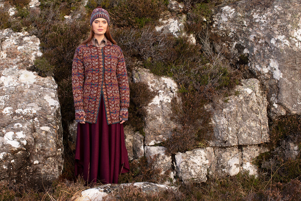Alt na Harra patterncard kit design by Alice Starmore in Hebridean 2 Ply yarn