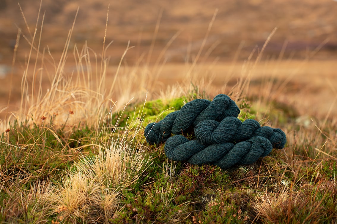 Alice Starmore 2 Ply Hebridean hand knitting yarn in Calluna