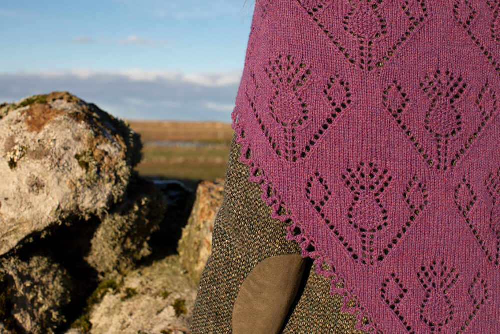 Cluaran patterncard kit design by Alice Starmore in Hebridean 2 Ply yarn