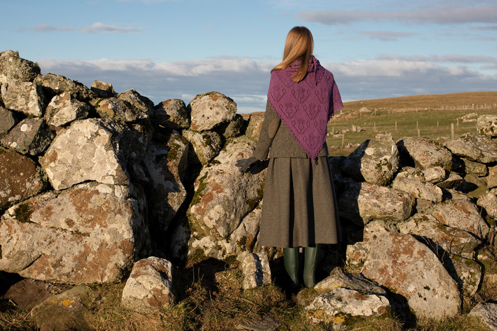 Cluaran patterncard kit design by Alice Starmore in Hebridean 2 Ply yarn