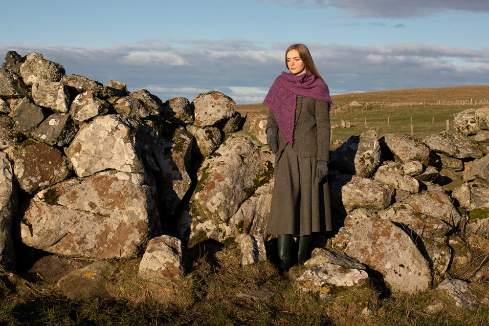 Cluaran patterncard kit design by Alice Starmore in Hebridean 2 Ply yarn