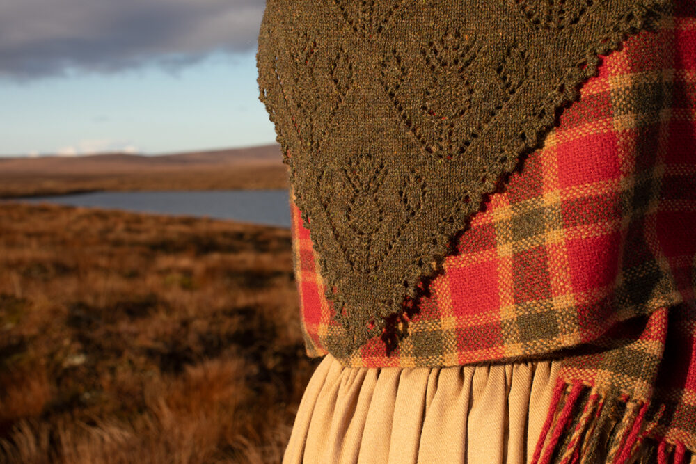 Cluaran patterncard kit design by Alice Starmore in Hebridean 2 Ply yarn