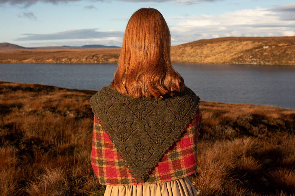 Cluaran patterncard kit design by Alice Starmore in Hebridean 2 Ply yarn