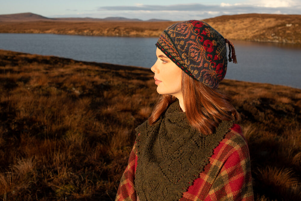 Cluaran patterncard kit design by Alice Starmore in Hebridean 2 Ply yarn