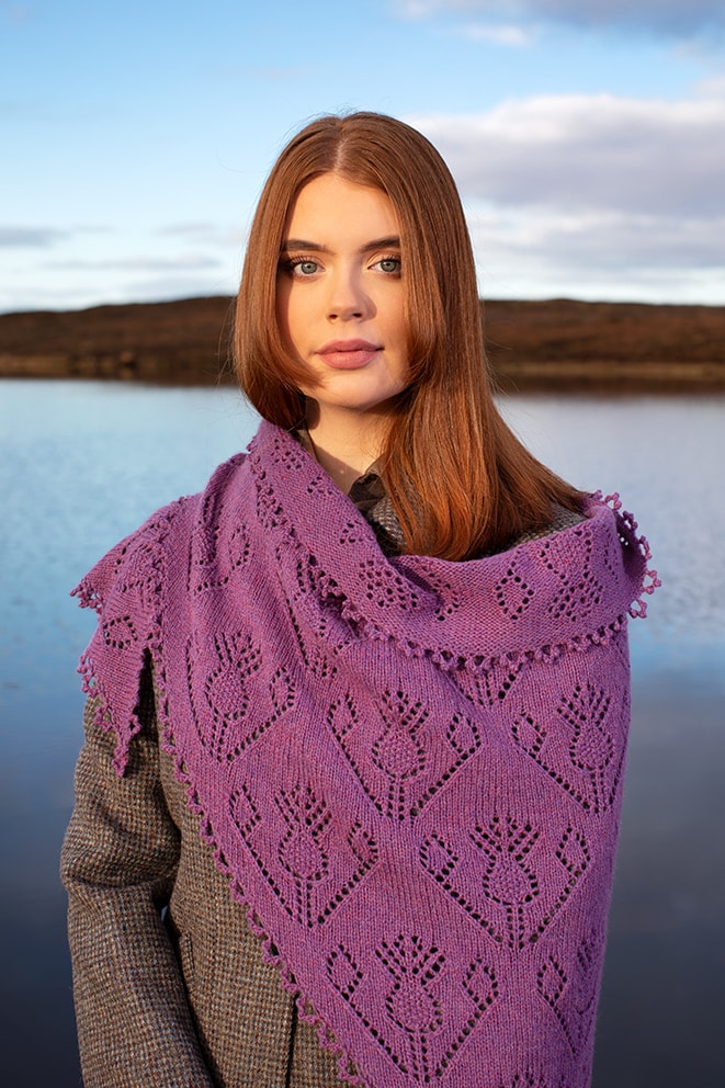 Cluaran patterncard kit design by Alice Starmore in Hebridean 2 Ply yarn