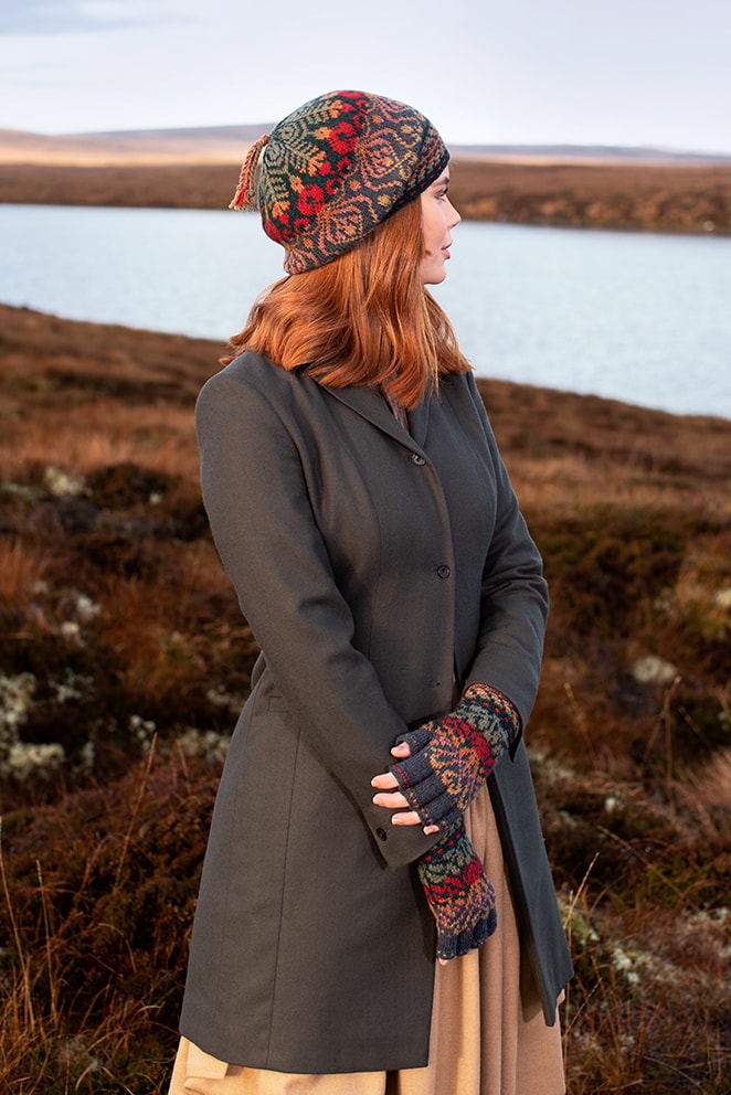 Jacobite Rose patterncard kit design by Alice Starmore in Hebridean 2 Ply yarn