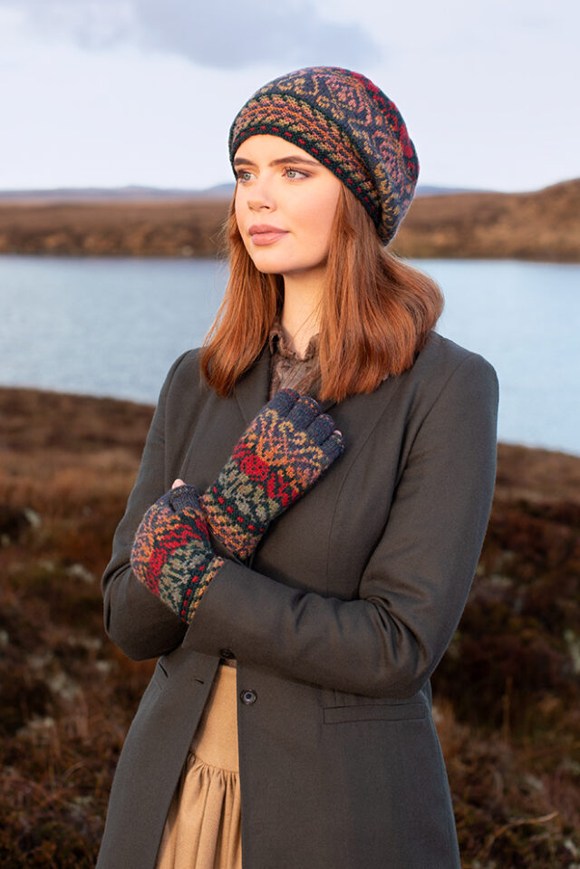 Jacobite Rose patterncard kit design by Alice Starmore in Hebridean 2 Ply yarn
