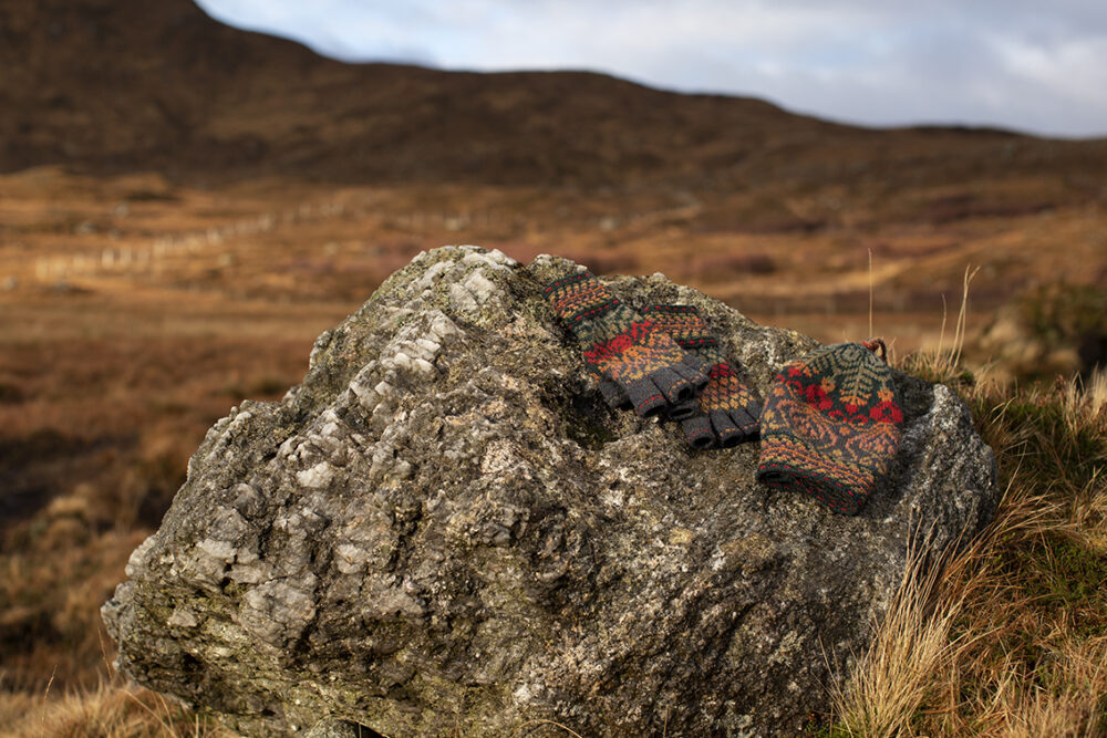 Jacobite Rose patterncard kit design by Alice Starmore in Hebridean 2 Ply yarn