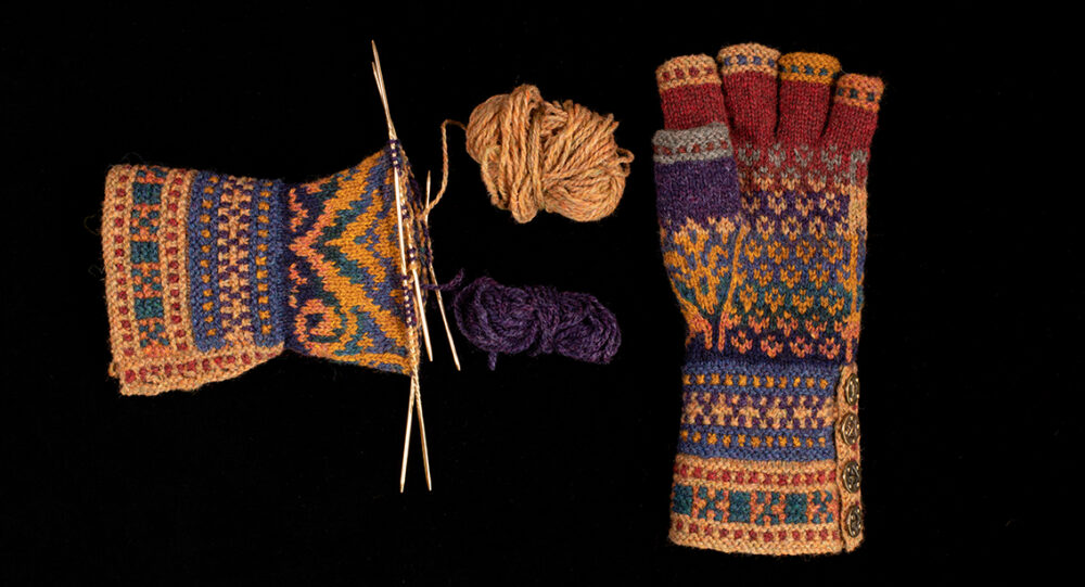 Henry VIII Hat Set patterncard kit design by Alice Starmore in Hebridean 2 Ply yarn