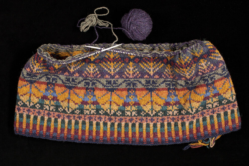 Oregon Autumn Vest patterncard kit design by Alice Starmore in Hebridean 2 Ply yarn