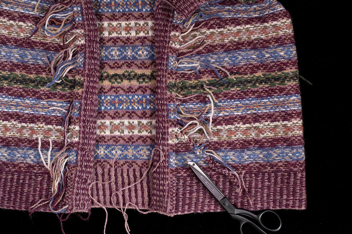 Peigi Vest patterncard kit design by Alice Starmore in Hebridean 2 Ply yarn