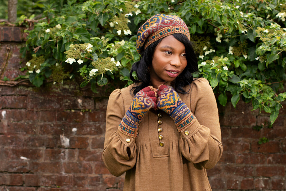 Henry VIII Hat Set patterncard kit design by Alice Starmore in Hebridean 2 Ply yarn