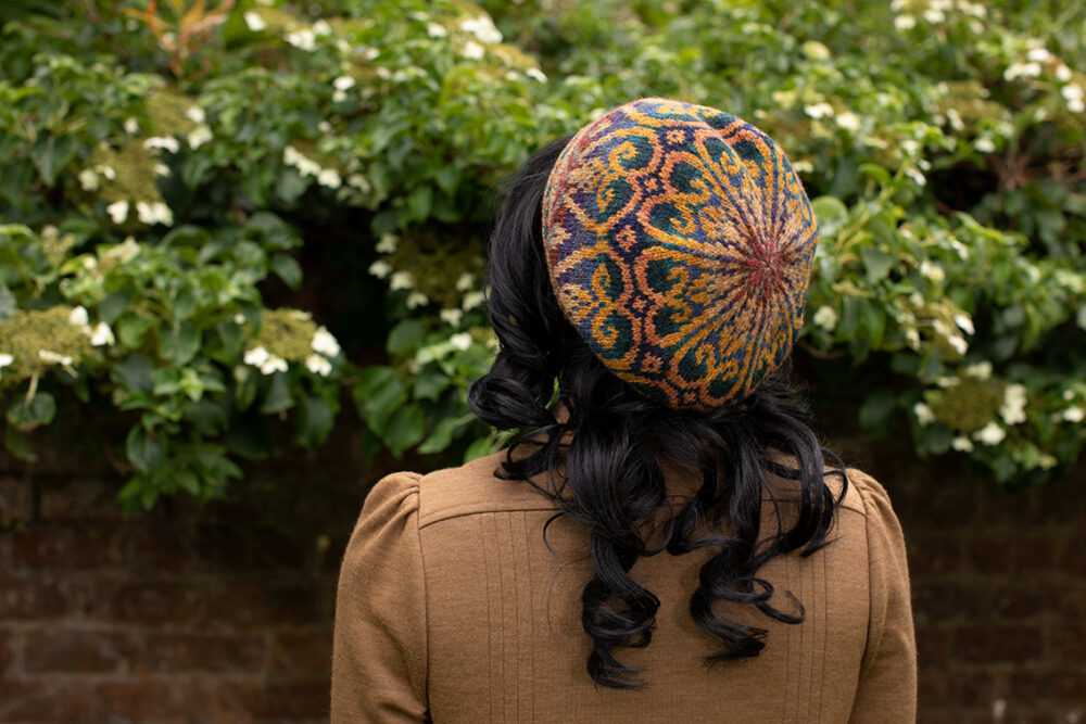 Henry VIII Hat Set patterncard kit design by Alice Starmore in Hebridean 2 Ply yarn