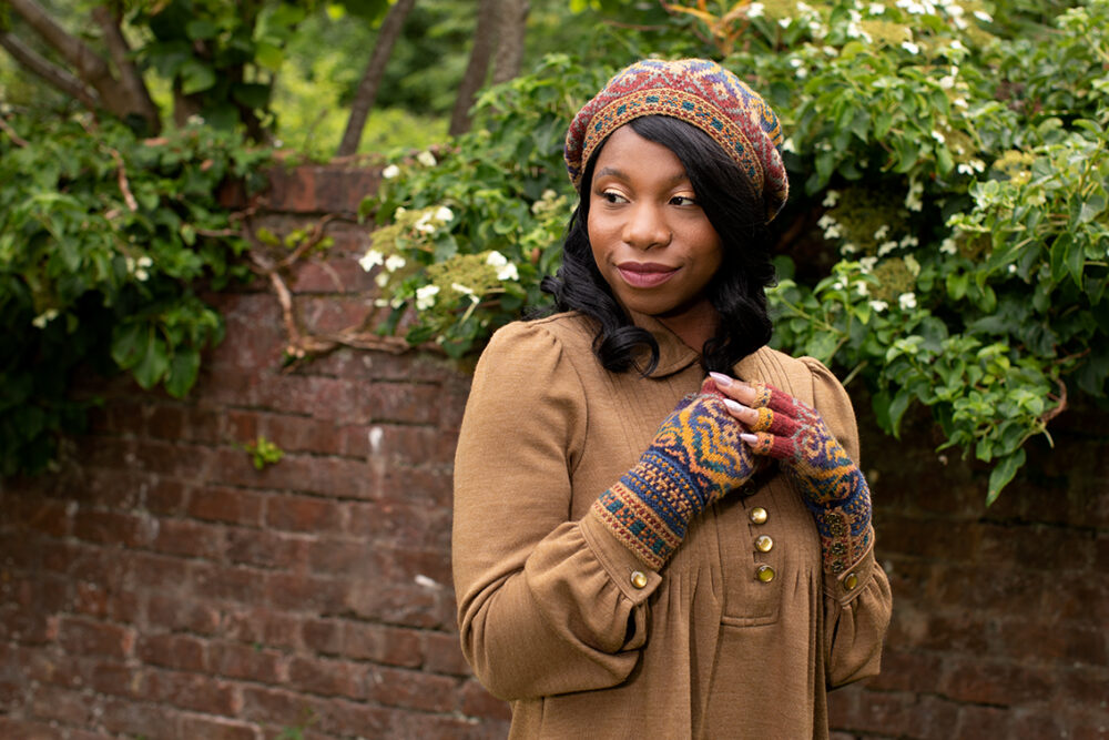 Henry VIII Hat Set patterncard kit design by Alice Starmore in Hebridean 2 Ply yarn