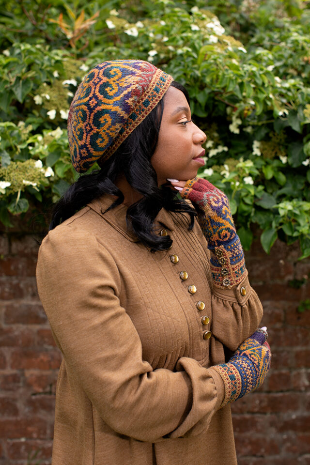 Henry VIII Hat Set patterncard kit design by Alice Starmore in Hebridean 2 Ply yarn