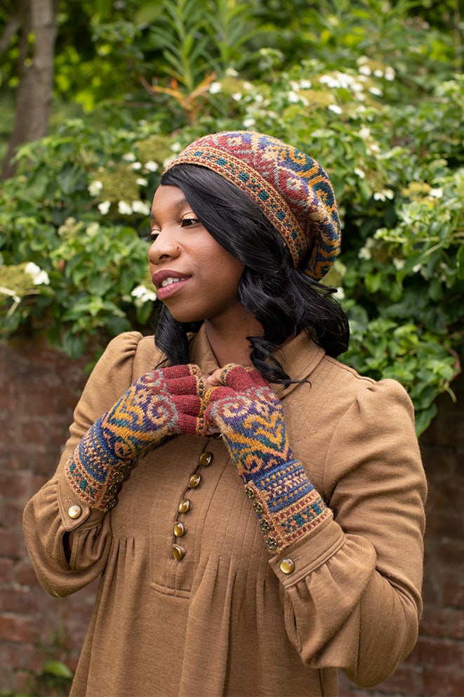 Henry VIII Hat Set patterncard kit design by Alice Starmore in Hebridean 2 Ply yarn