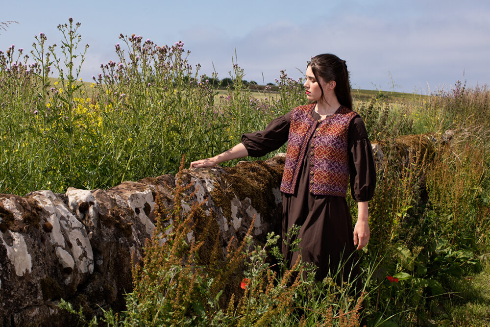 Rosarie patterncard kit design by Jade Starmore in Hebridean 2 Ply yarn