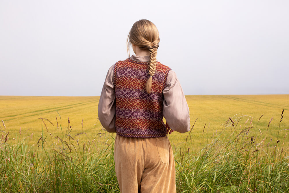 Rosarie patterncard kit design by Jade Starmore in Hebridean 2 Ply yarn