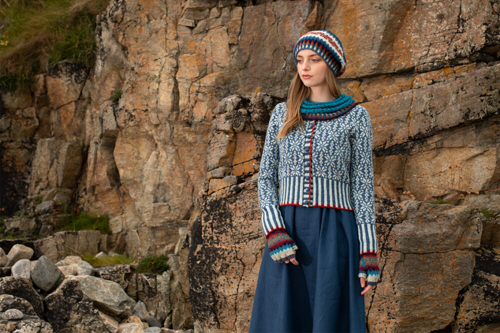 Polaris patterncard kit design by Alice & Jade Starmore in Hebridean 2 Ply yarn
