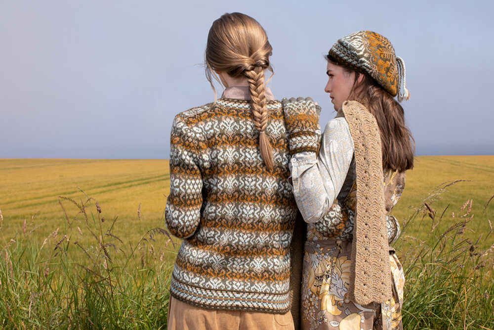 White Jacobite Rose patterncard kit design by Alice Starmore in Hebridean 2 Ply yarn