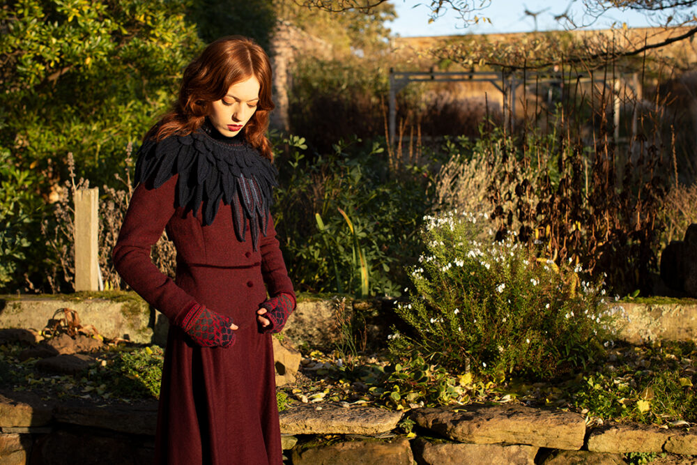 Lapwing Collar patterncard knitwear design by Alice Starmore in pure wool Hebridean 2 Ply hand knitting yarn