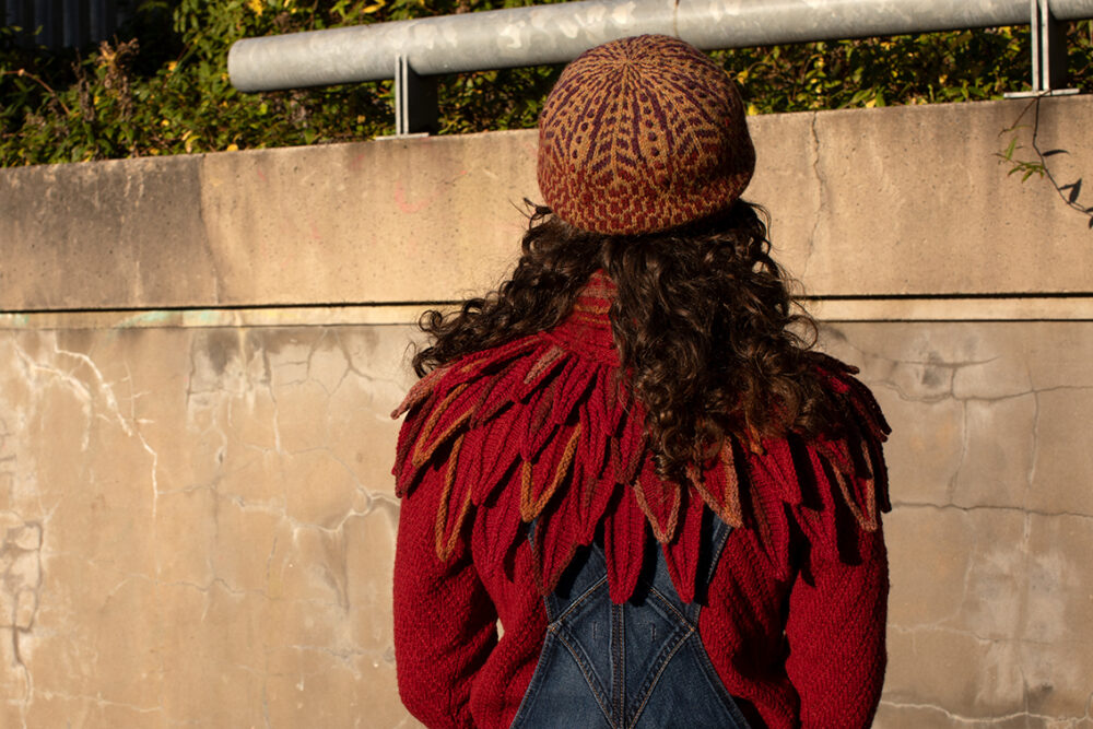 Ruffled Raven Collar patterncard kit design by Alice Starmore in Hebridean 2 Ply yarn