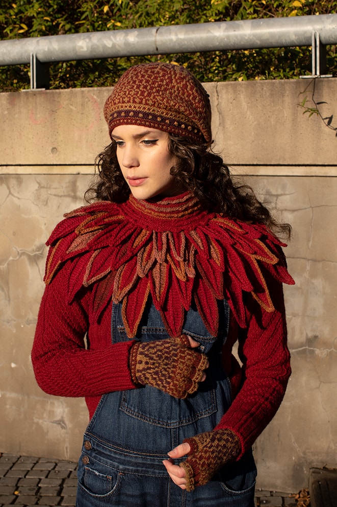 Ruffled Raven Collar patterncard kit design by Alice Starmore in Hebridean 2 Ply yarn