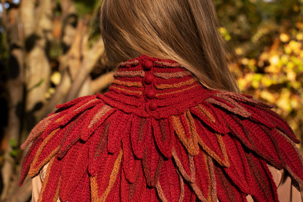 Ruffled Raven Collar patterncard kit design by Alice Starmore in Hebridean 2 Ply yarn