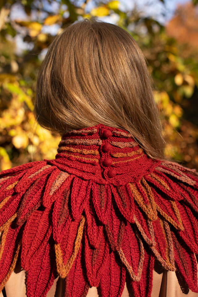 Ruffled Raven Collar patterncard kit design by Alice Starmore in Hebridean 2 Ply yarn