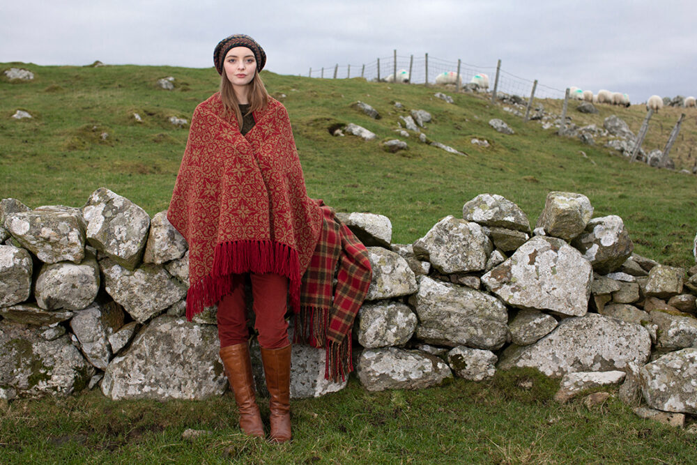 Maidenhair Pullover patterncard kit design by Alice Starmore in Hebridean 3 Ply yarn