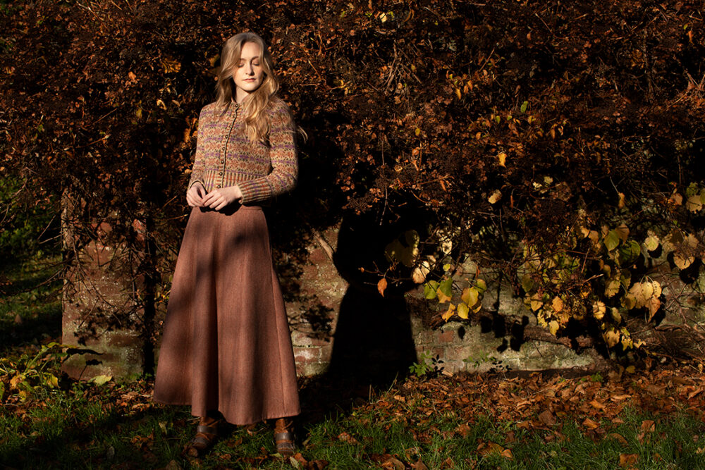 Meadowsweet patterncard kit design by Alice Starmore in Hebridean 2 Ply yarn