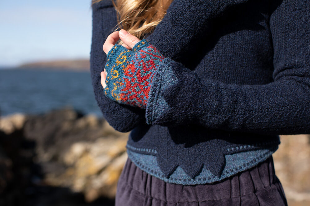 Capillifolium Hat Set patterncard knitwear design by Alice Starmore in pure wool Hebridean 2 Ply hand knitting yarn