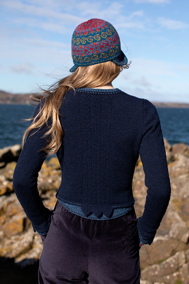 Lapwing Pullover design from the book Glamourie by Alice Starmore in pure wool Hebridean 2 Ply hand knitting yarn