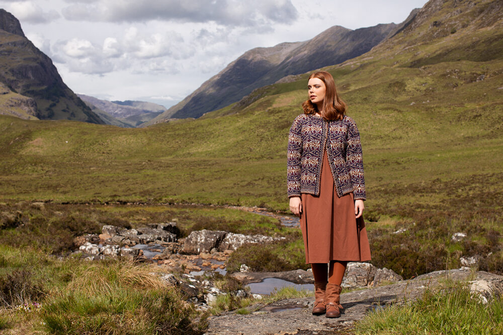 Angels Cardigan patterncard kit design by Jade Starmore in Hebridean 2 Ply yarn