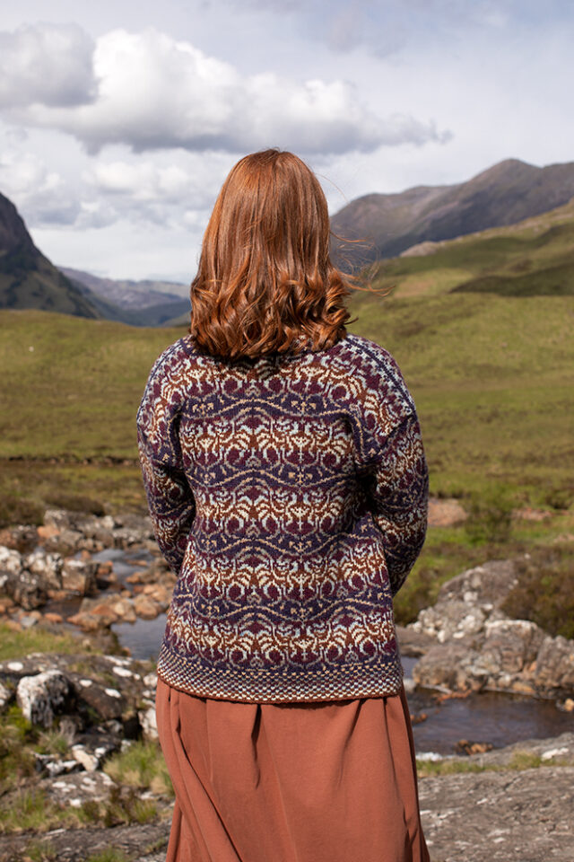 Angels Cardigan patterncard kit design by Jade Starmore in Hebridean 2 Ply yarn