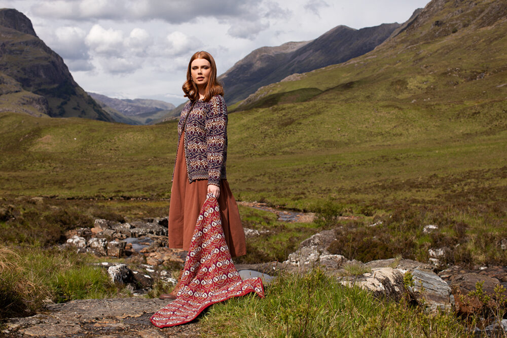 Angels Cardigan patterncard kit design by Jade Starmore in Hebridean 2 Ply yarn